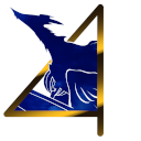 Stylized 4 character with a blue dragon coming out of it