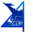 Stylized 4 character with a cyan dragon coming out of it