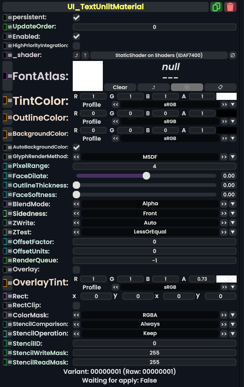 Component:UI TextUnlitMaterial - Resonite Wiki