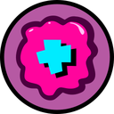 Pink circle with a plus in the center