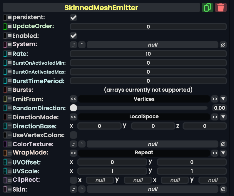 Component:SkinnedMeshEmitter - Resonite Wiki