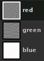 Three channels in GIMP being red, green and blue