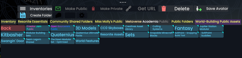 How to get to Metaverse Academia's public folder from Resonite Essentials.