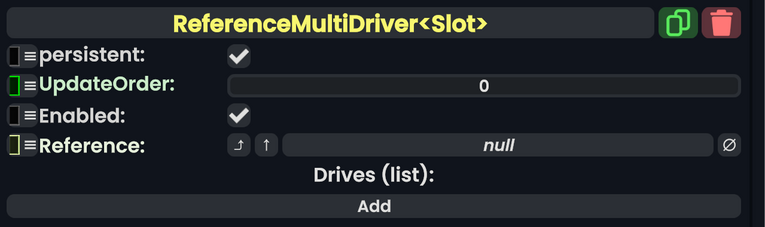 Component:ReferenceMultiDriver - Resonite Wiki