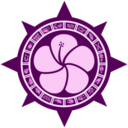 Pink spoky circle with a rose of Sharon in its center