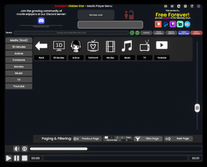 The Hidden Star Theater Media Menu.
