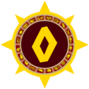 Spiky circle with the letter "O" in its center