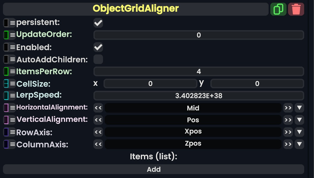 Component:ObjectGridAligner - Resonite Wiki