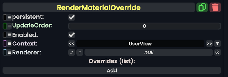 Component:RenderMaterialOverride - Resonite Wiki
