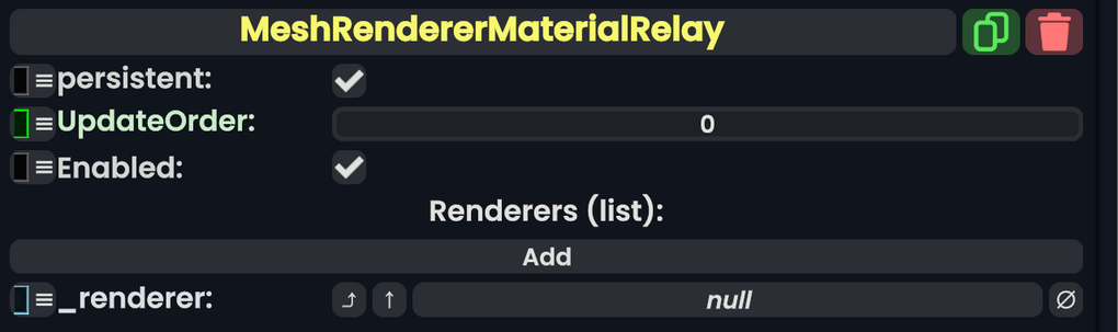 Component:MeshRendererMaterialRelay - Resonite Wiki