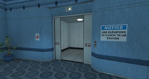Resonite screenshot of one of the elevators inside the Xen Museum area