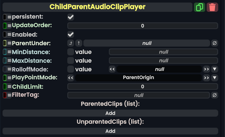 Component:ChildParentAudioClipPlayer - Resonite Wiki