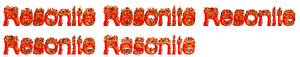 Flaming text of the word "Resonite" as a five-frame 3x2 spritesheet