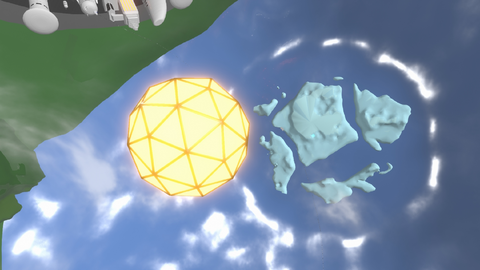 The view of the core and the icecap, showcasing the ring of light in the water.