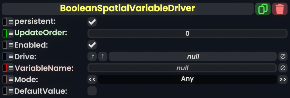 Component:BooleanSpatialVariableDriver - Resonite Wiki